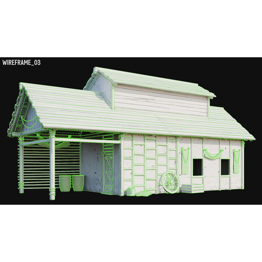 Medieval House 3D Model – Low Poly PBR Asset, FBX, OBJ, Blender - View 77