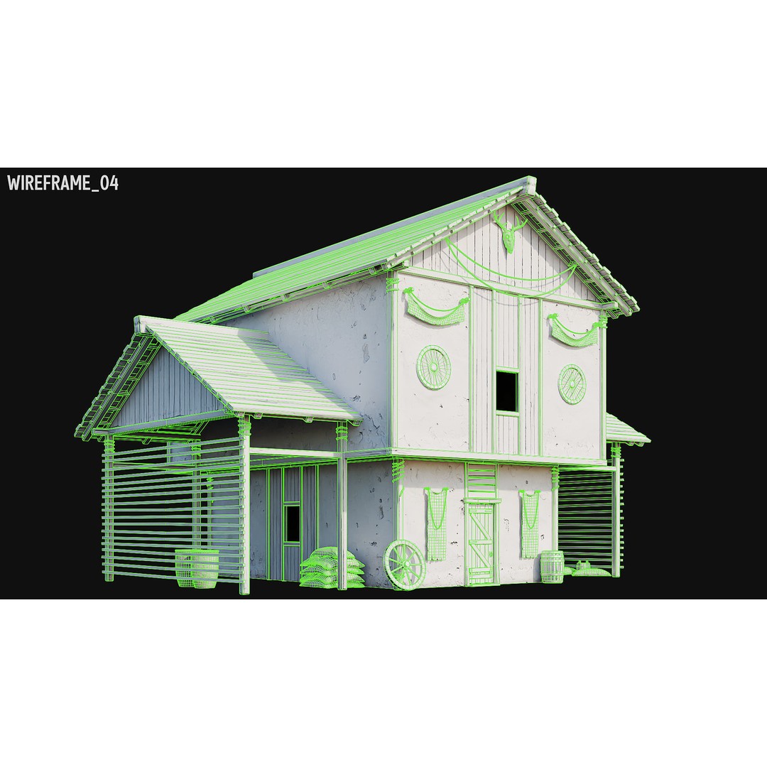Medieval House 3D Model – Low Poly PBR Asset, FBX, OBJ, Blender - View 78