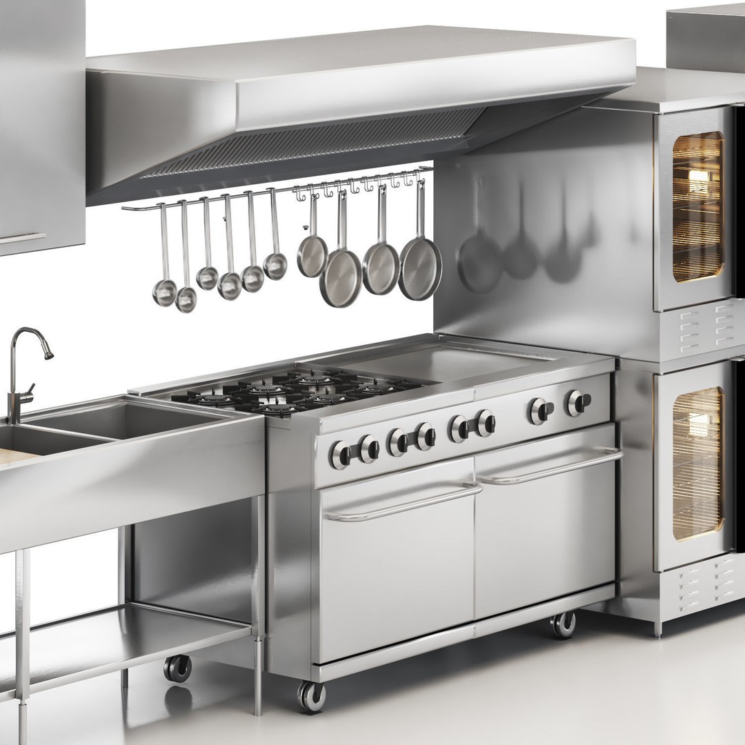 Workstation 3D Model – Low Poly Cafe Kitchen Equipment, FBX & OBJ - View 4