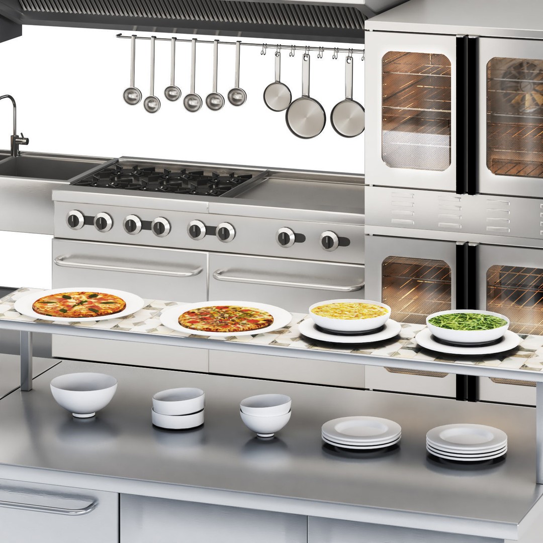 Workstation 3D Model – Low Poly Cafe Kitchen Equipment, FBX & OBJ - View 5