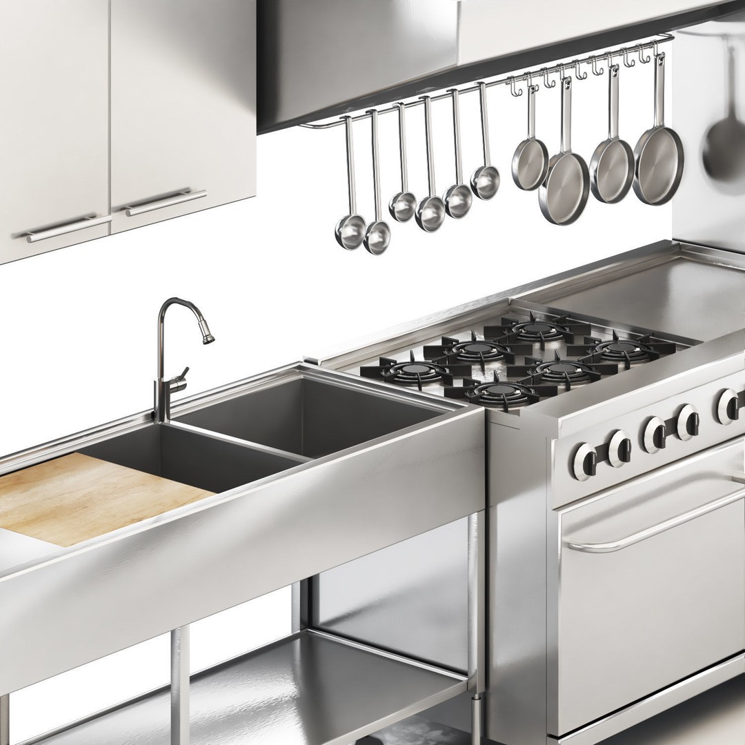 Workstation 3D Model – Low Poly Cafe Kitchen Equipment, FBX & OBJ - View 6