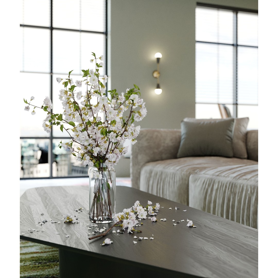 Modern Living Room 3D Model – Stylish Interior Scene, PBR Textures, FBX