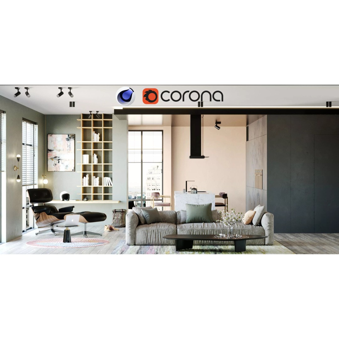 Modern Living Room 3D Model – Stylish Interior Scene, PBR Textures, FBX - View 2