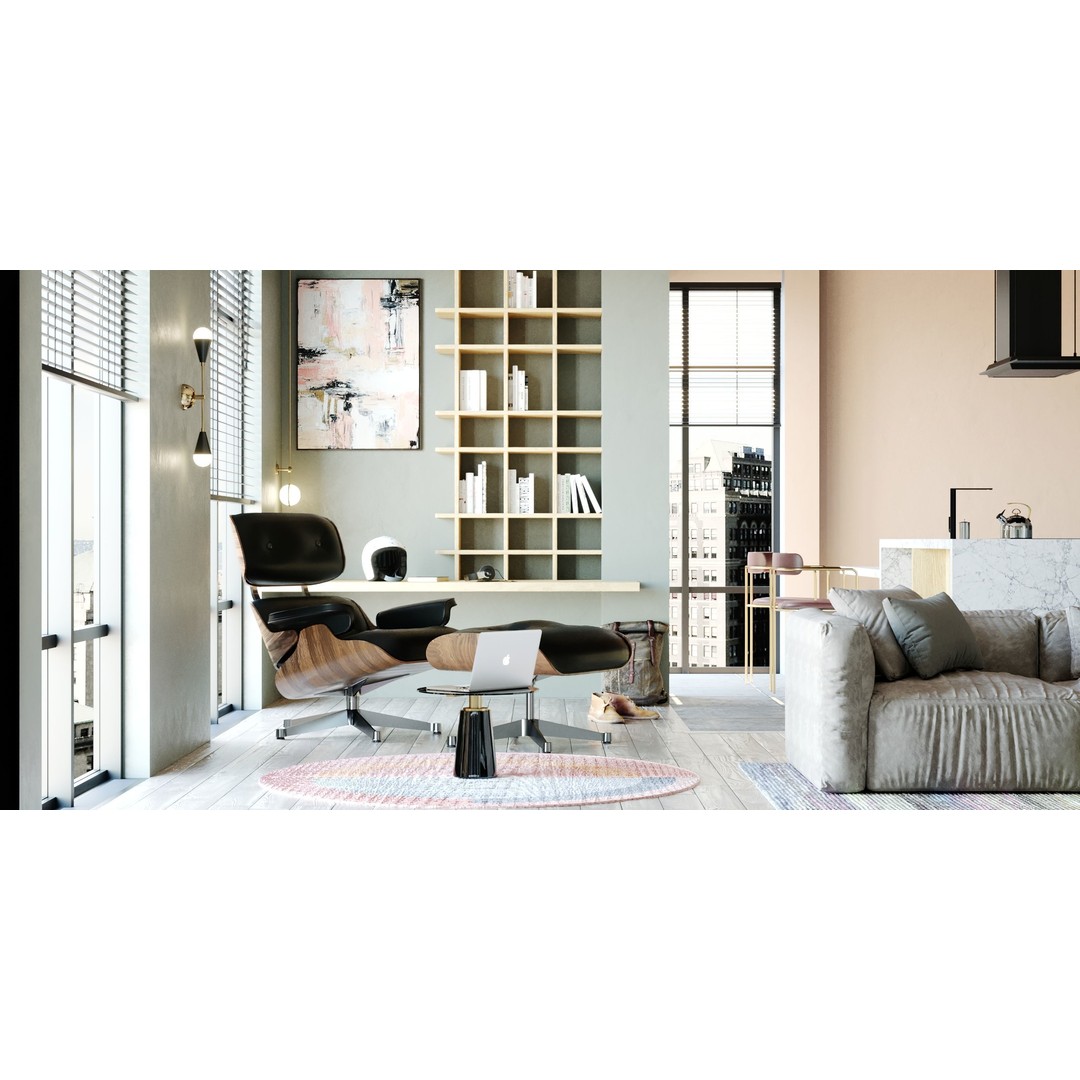 Modern Living Room 3D Model – Stylish Interior Scene, PBR Textures, FBX - View 5
