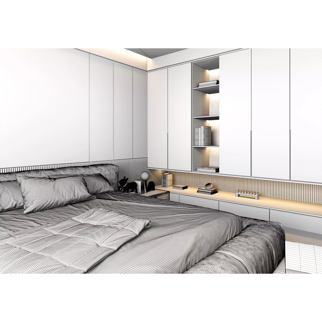 Luxury Bedroom Interior 3D Model – Contemporary Design, FBX & OBJ