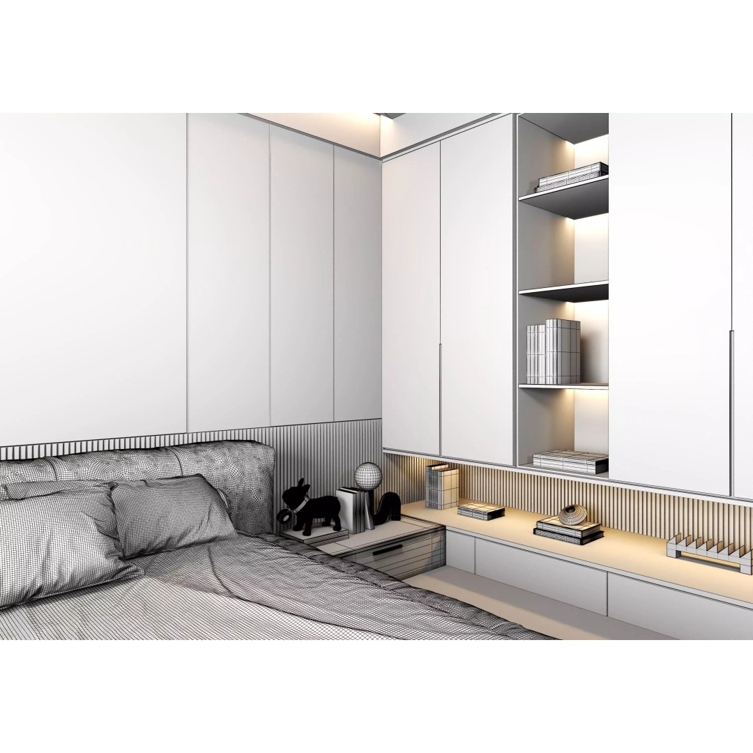 Luxury Bedroom Interior 3D Model – Contemporary Design, FBX & OBJ - View 12