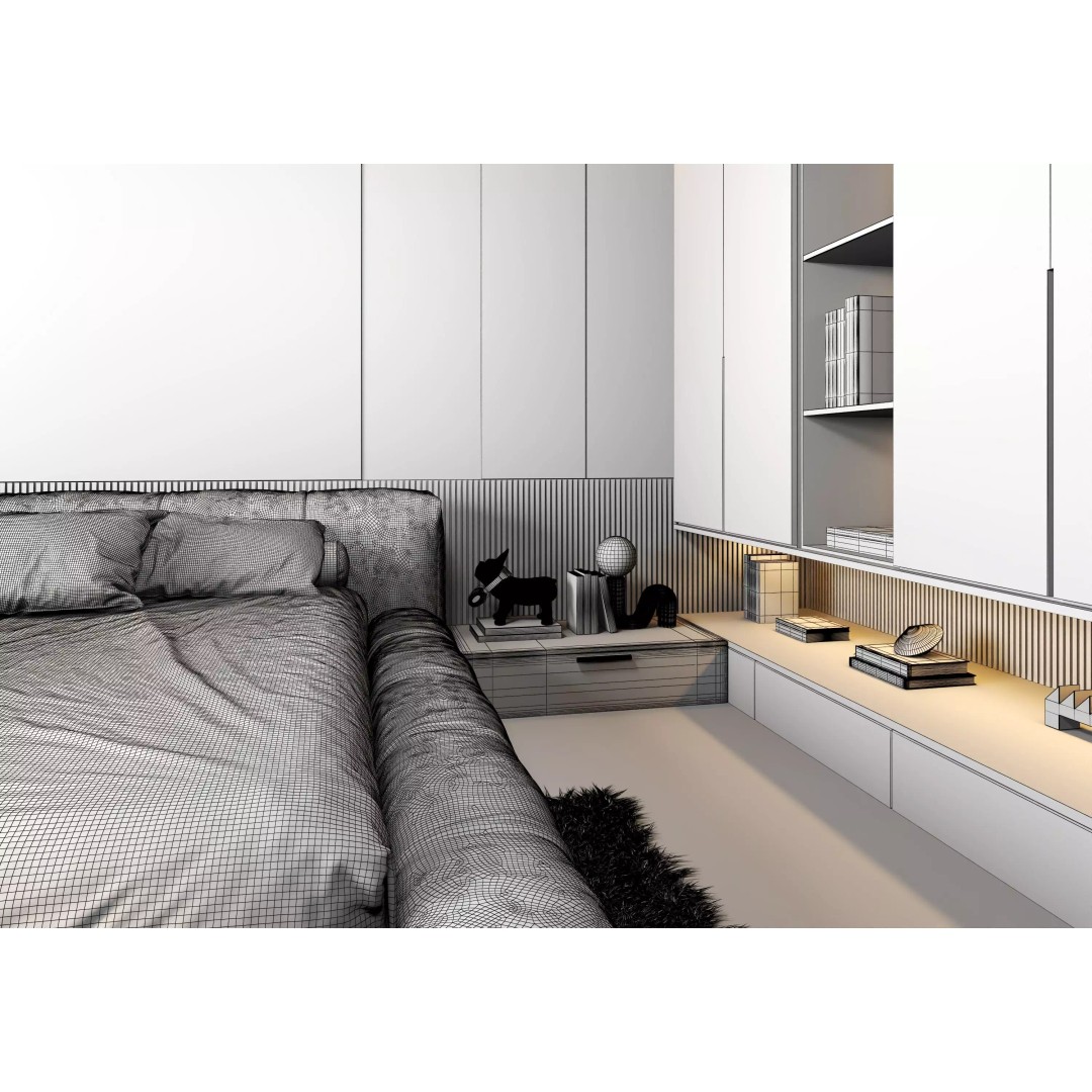 Luxury Bedroom Interior 3D Model – Contemporary Design, FBX & OBJ - View 13