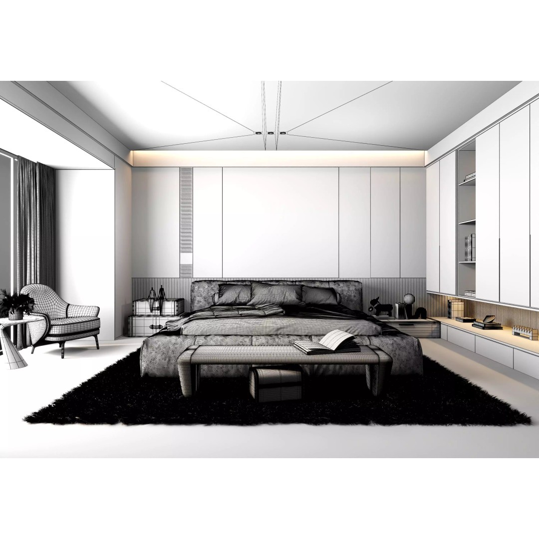 Luxury Bedroom Interior 3D Model – Contemporary Design, FBX & OBJ - View 14