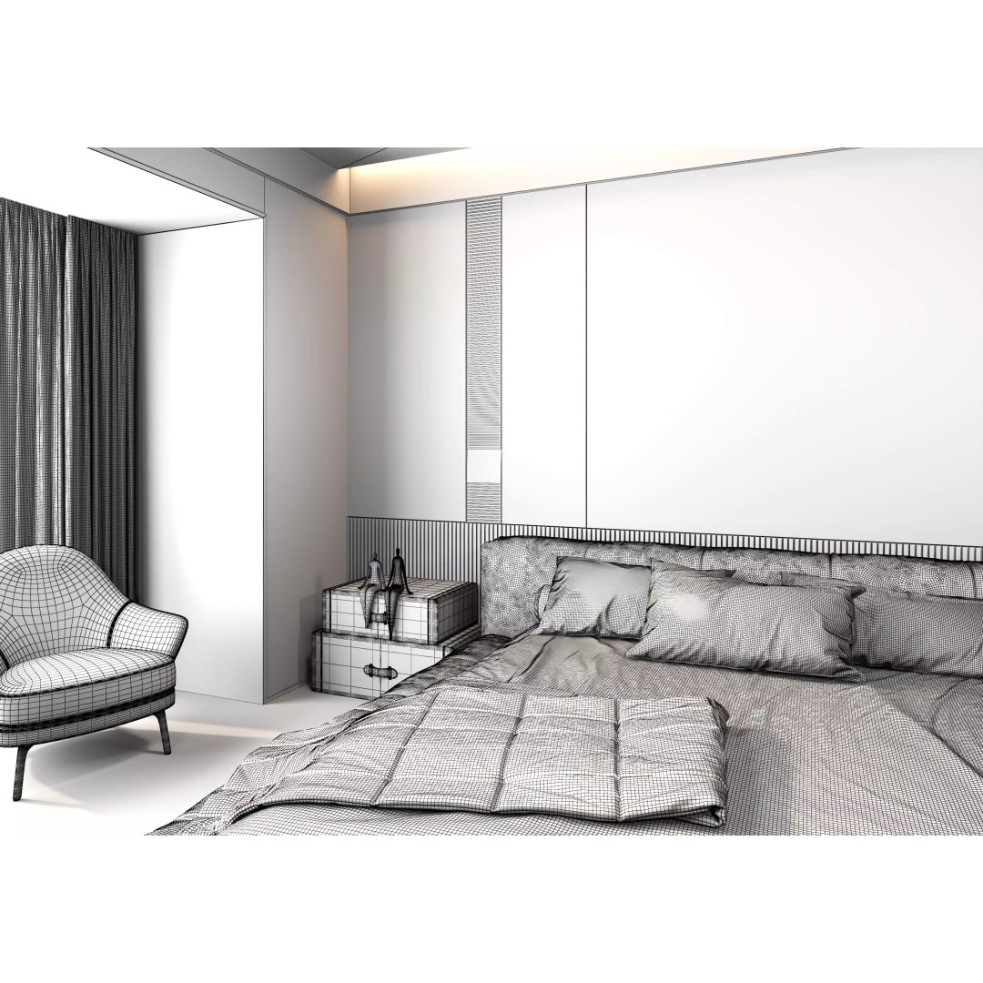Luxury Bedroom Interior 3D Model – Contemporary Design, FBX & OBJ - View 17
