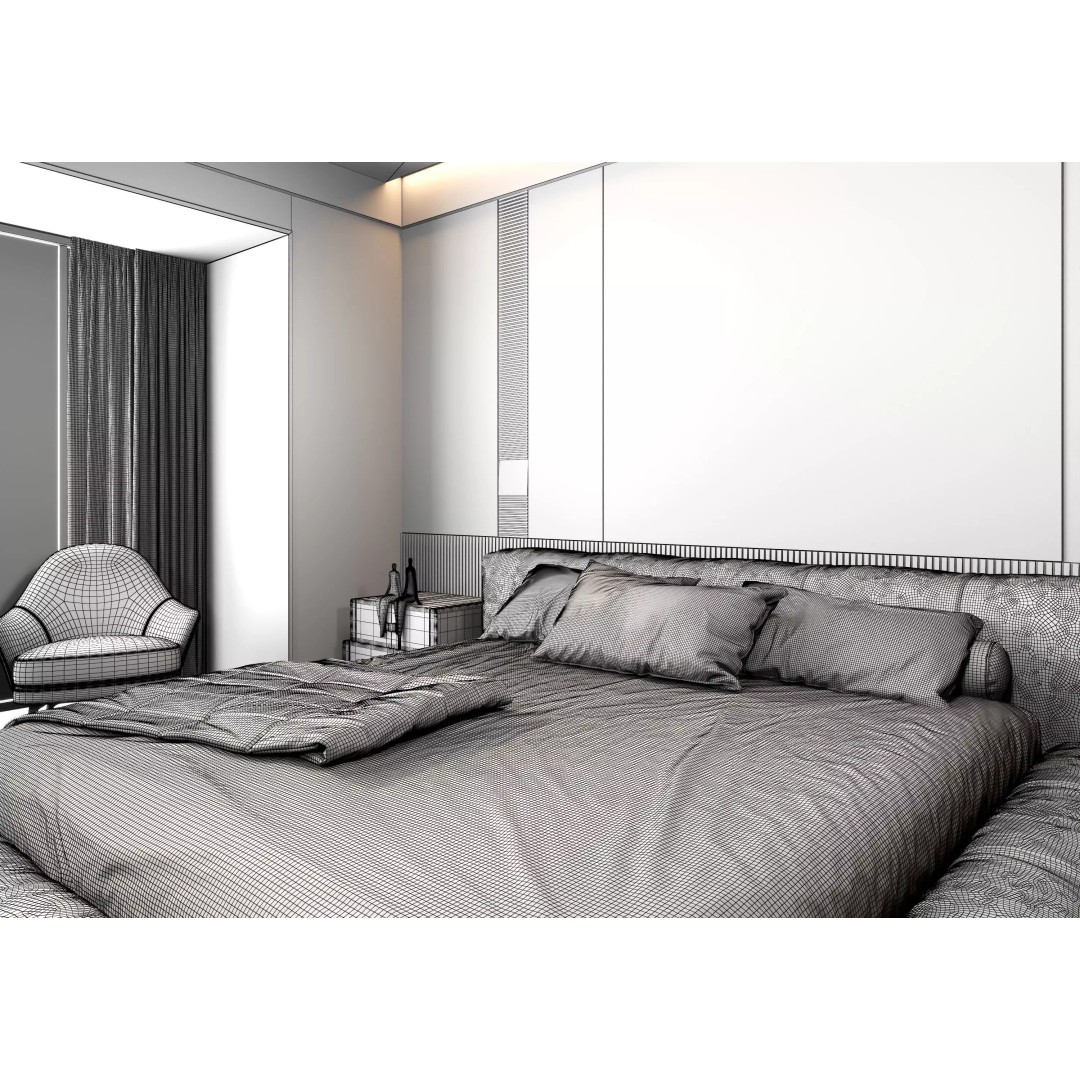 Luxury Bedroom Interior 3D Model – Contemporary Design, FBX & OBJ - View 19