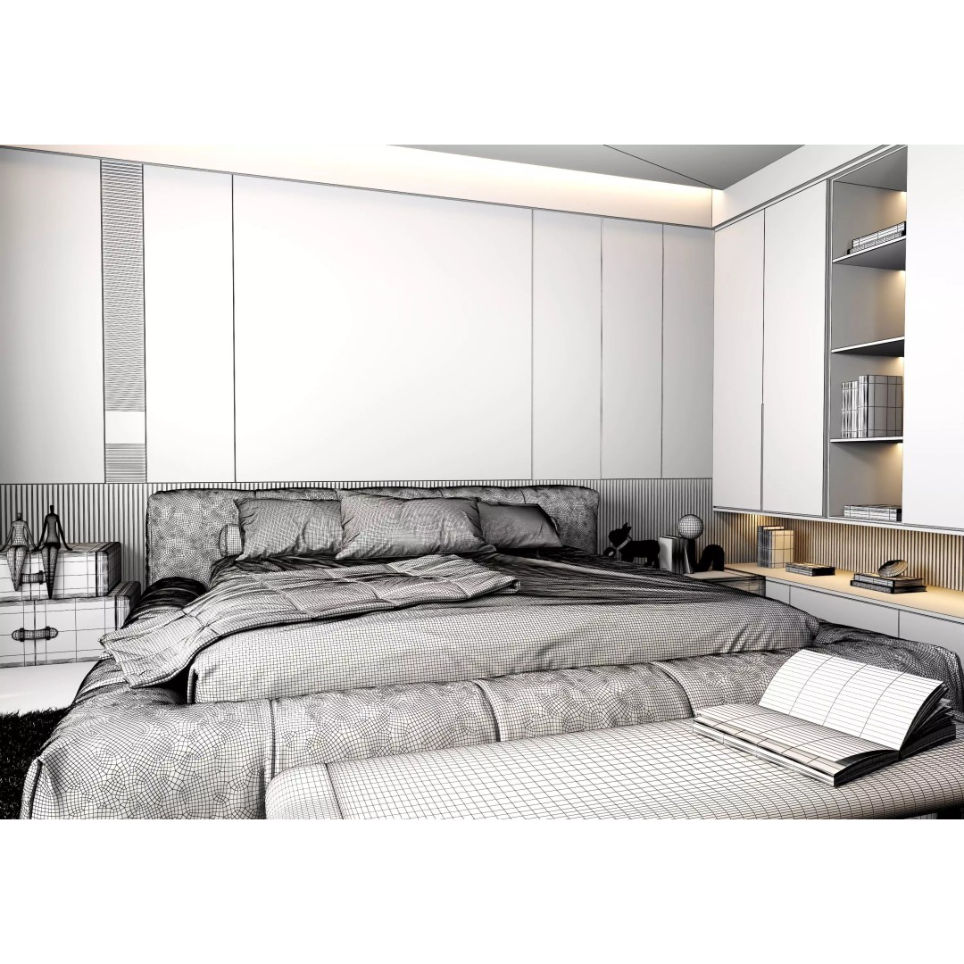 Luxury Bedroom Interior 3D Model – Contemporary Design, FBX & OBJ - View 20