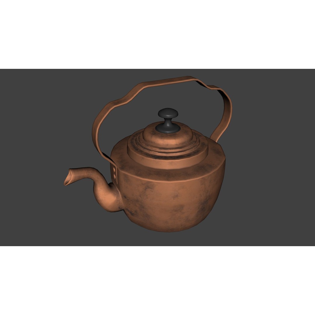 Victorian Tea Kettle 3D Model – Low Poly PBR Game Asset, FBX - View 10