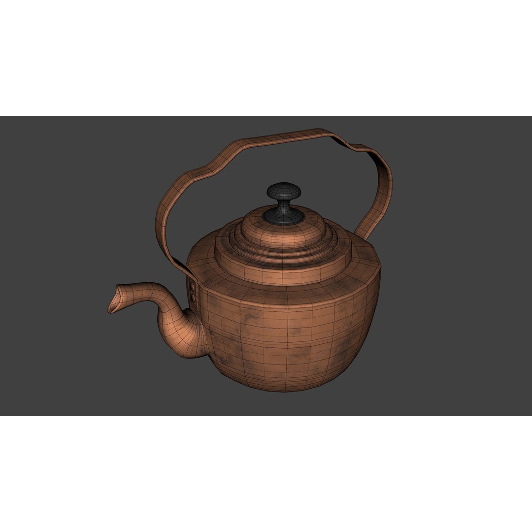 Victorian Tea Kettle 3D Model – Low Poly PBR Game Asset, FBX - View 11