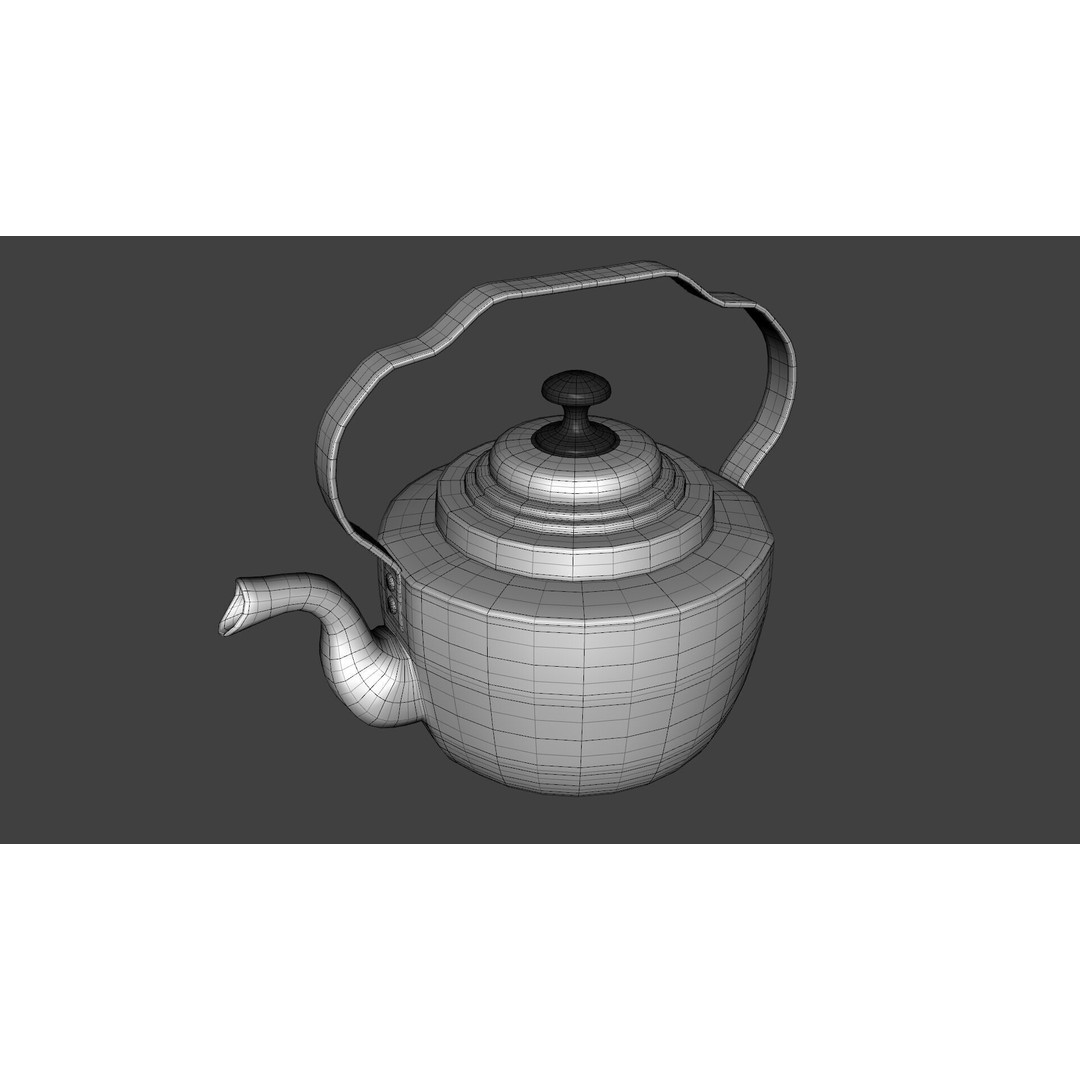 Victorian Tea Kettle 3D Model – Low Poly PBR Game Asset, FBX - View 12