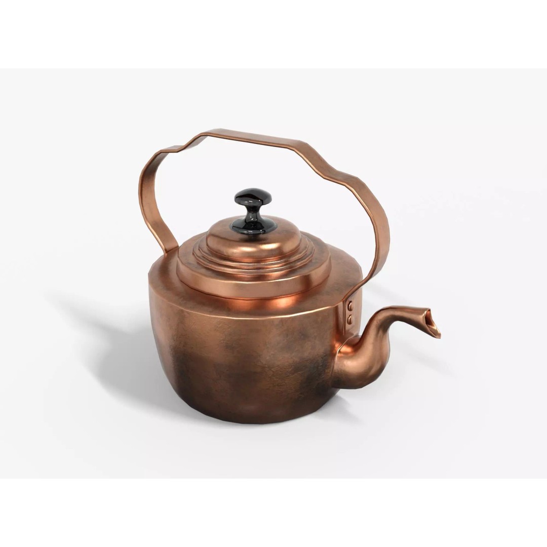 Victorian Tea Kettle 3D Model – Low Poly PBR Game Asset, FBX - View 2