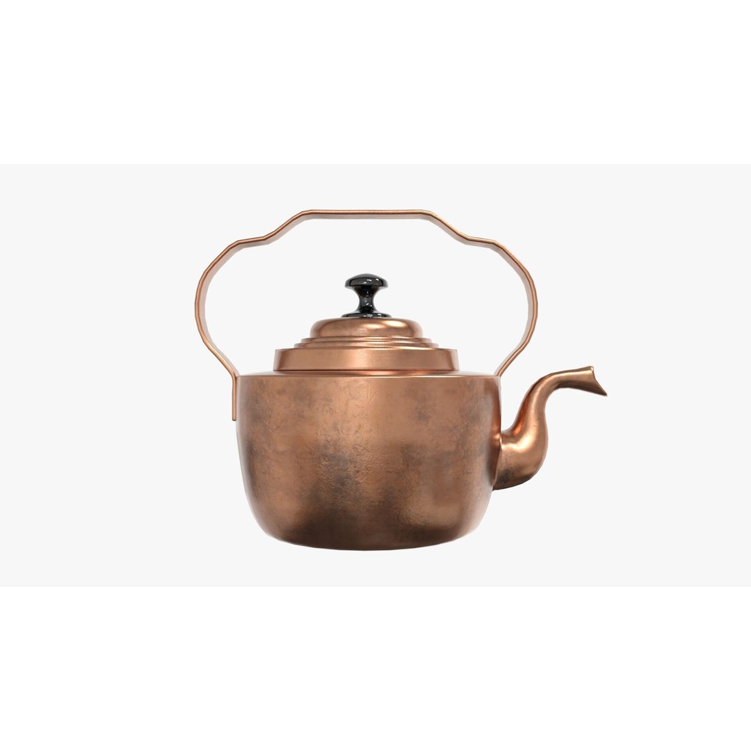Victorian Tea Kettle 3D Model – Low Poly PBR Game Asset, FBX - View 3
