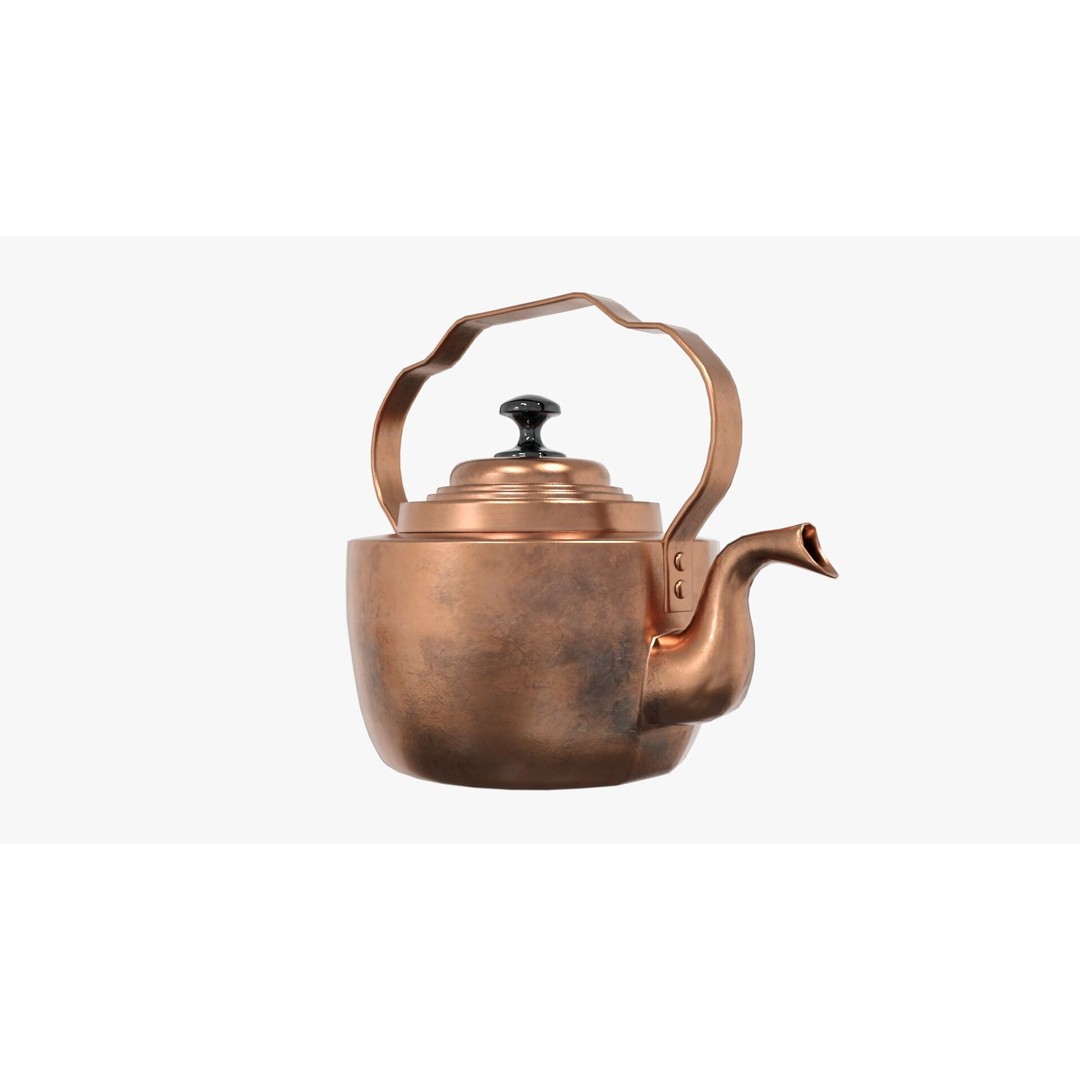 Victorian Tea Kettle 3D Model – Low Poly PBR Game Asset, FBX - View 4