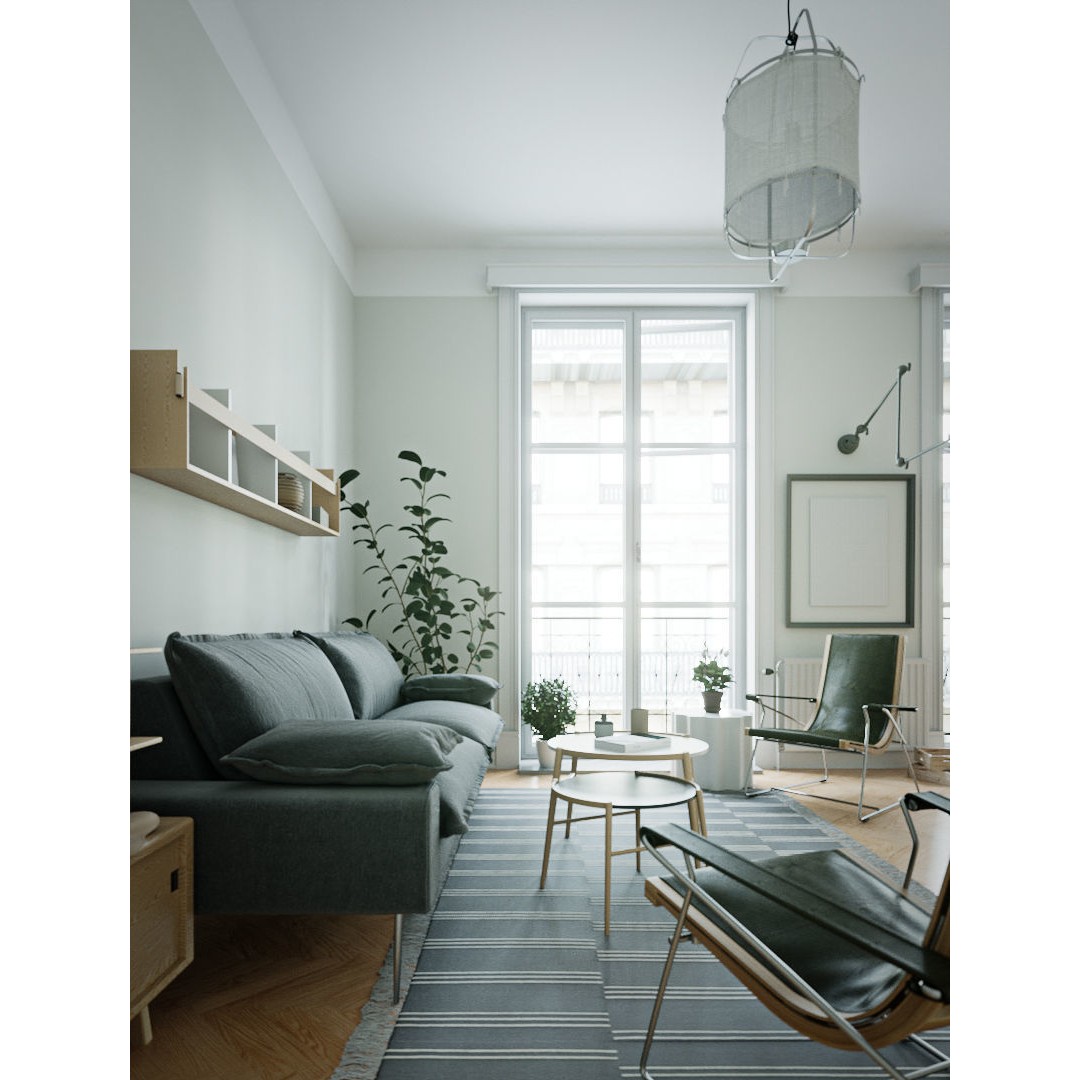 Scandinavian Interior Scene 3D Model – Realistic Living Room, FBX, Cinema 4D - View 4