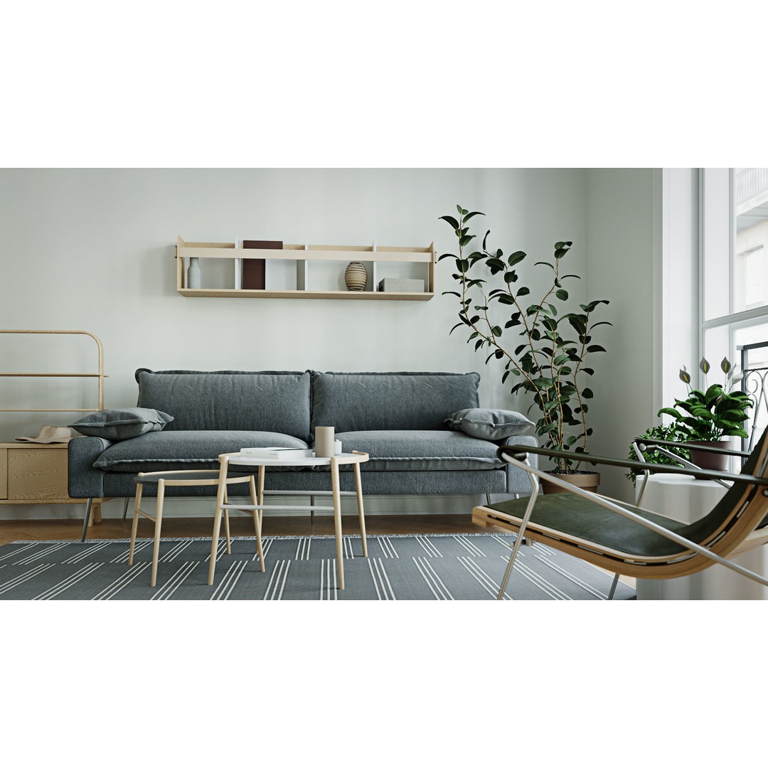 Scandinavian Interior Scene 3D Model – Realistic Living Room, FBX, Cinema 4D - View 6