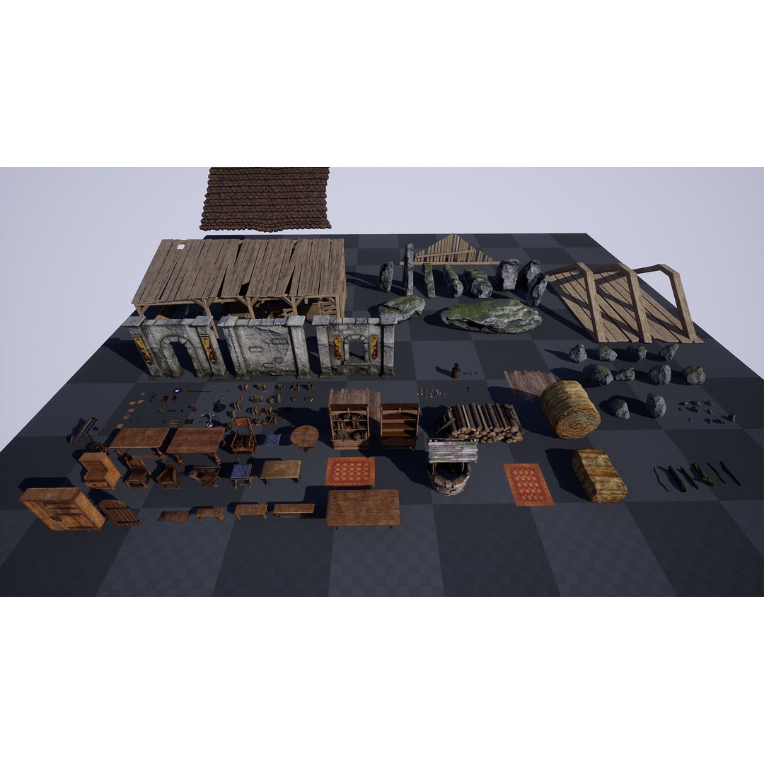 Medieval Furniture 3D Model – PBR Game-Ready Props, 150 Variations - View 11