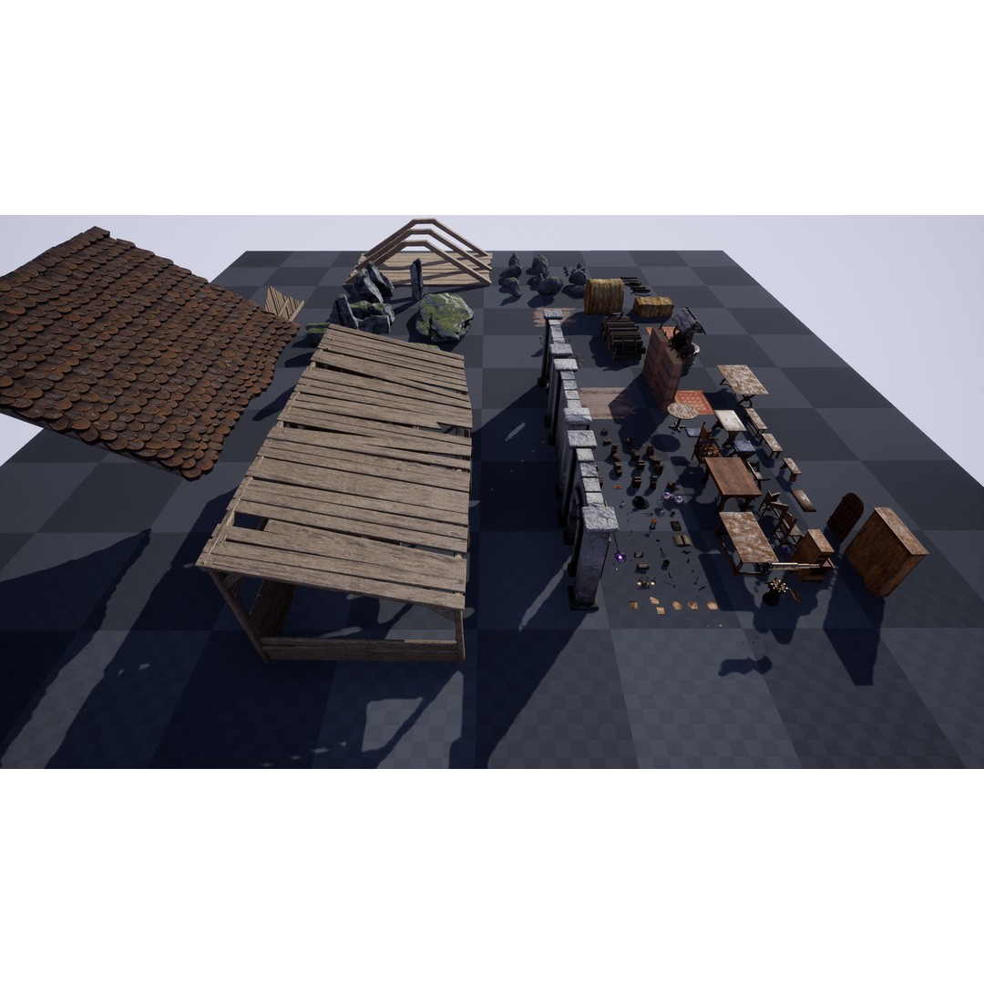 Medieval Furniture 3D Model – PBR Game-Ready Props, 150 Variations - View 20