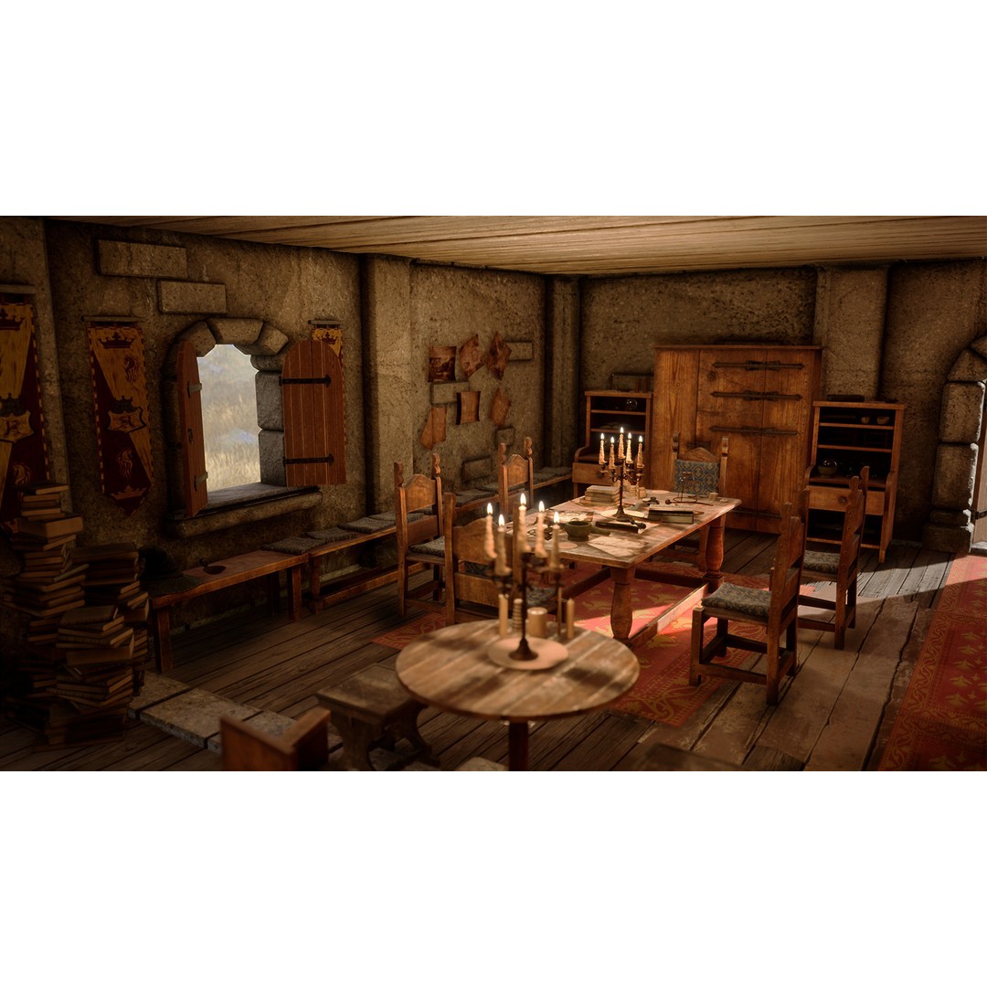 Medieval Furniture 3D Model – PBR Game-Ready Props, 150 Variations - View 3