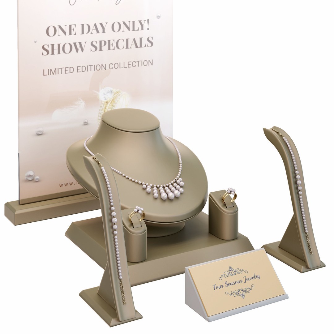 Stylish Jewelry Showcase 3D Model – High Poly Decoration Asset, FBX, OBJ - View 10