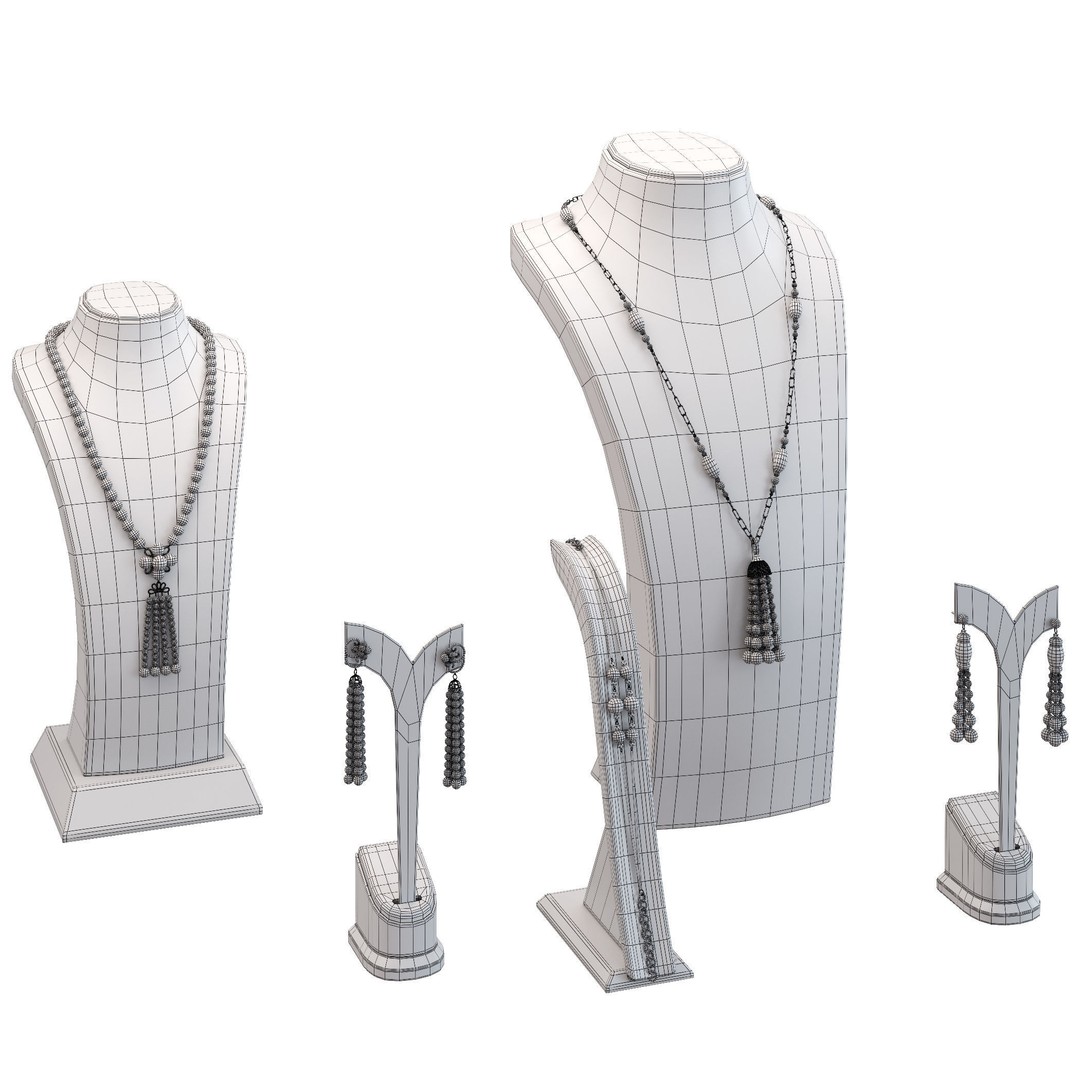 Stylish Jewelry Showcase 3D Model – High Poly Decoration Asset, FBX, OBJ - View 13