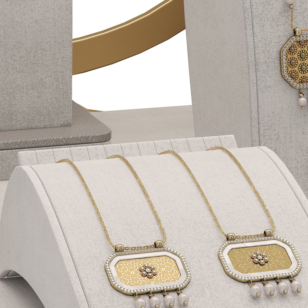 Stylish Jewelry Showcase 3D Model – High Poly Decoration Asset, FBX, OBJ - View 3