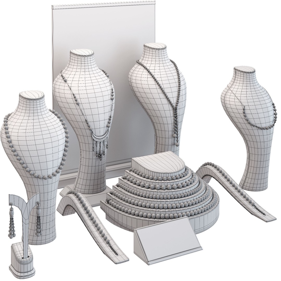 Stylish Jewelry Showcase 3D Model – High Poly Decoration Asset, FBX, OBJ - View 5