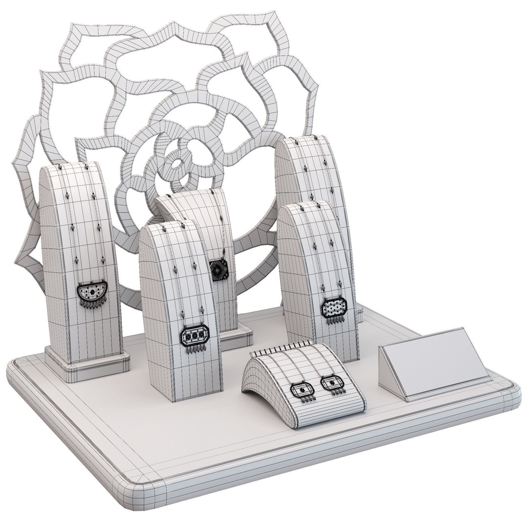 Stylish Jewelry Showcase 3D Model – High Poly Decoration Asset, FBX, OBJ - View 7