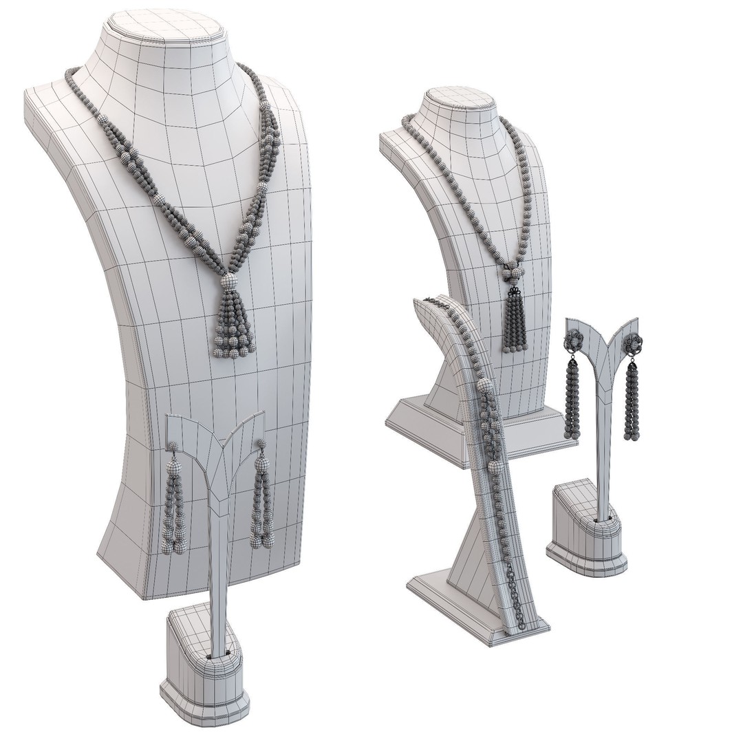 Stylish Jewelry Showcase 3D Model – High Poly Decoration Asset, FBX, OBJ - View 9