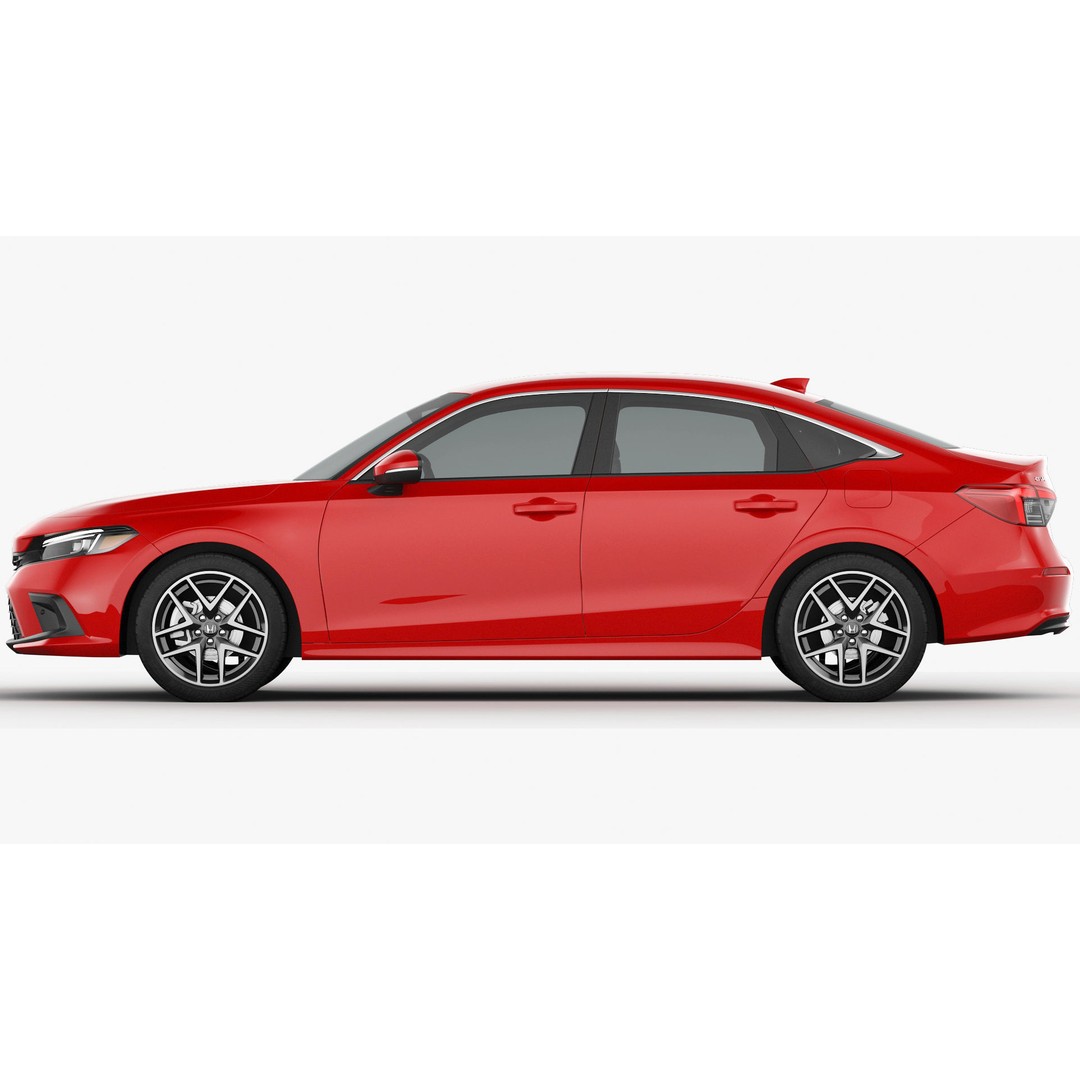 Honda Civic Sedan 2022 3D Model – High Poly Game Asset, FBX, OBJ - View 12