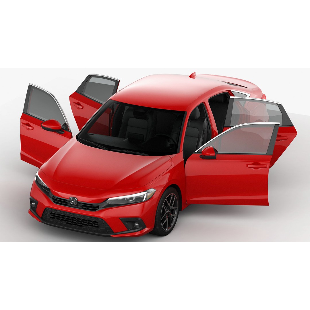 Honda Civic Sedan 2022 3D Model – High Poly Game Asset, FBX, OBJ - View 13