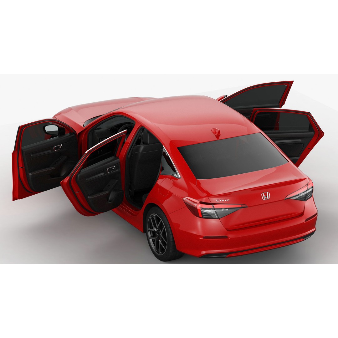 Honda Civic Sedan 2022 3D Model – High Poly Game Asset, FBX, OBJ - View 14