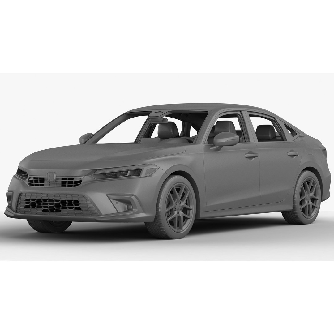 Honda Civic Sedan 2022 3D Model – High Poly Game Asset, FBX, OBJ - View 18