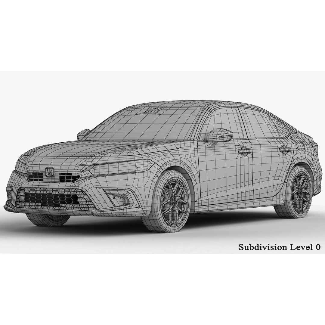 Honda Civic Sedan 2022 3D Model – High Poly Game Asset, FBX, OBJ - View 20