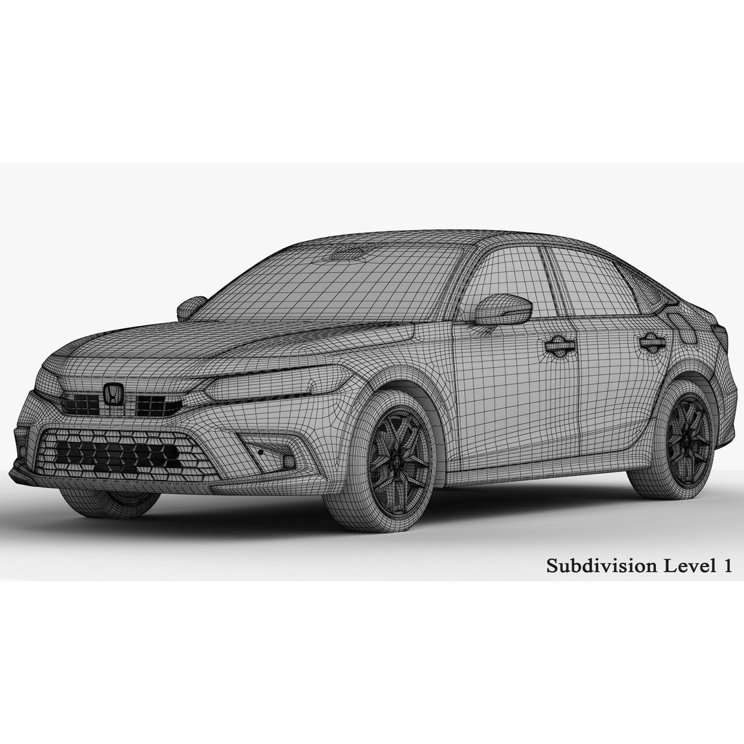Honda Civic Sedan 2022 3D Model – High Poly Game Asset, FBX, OBJ - View 21