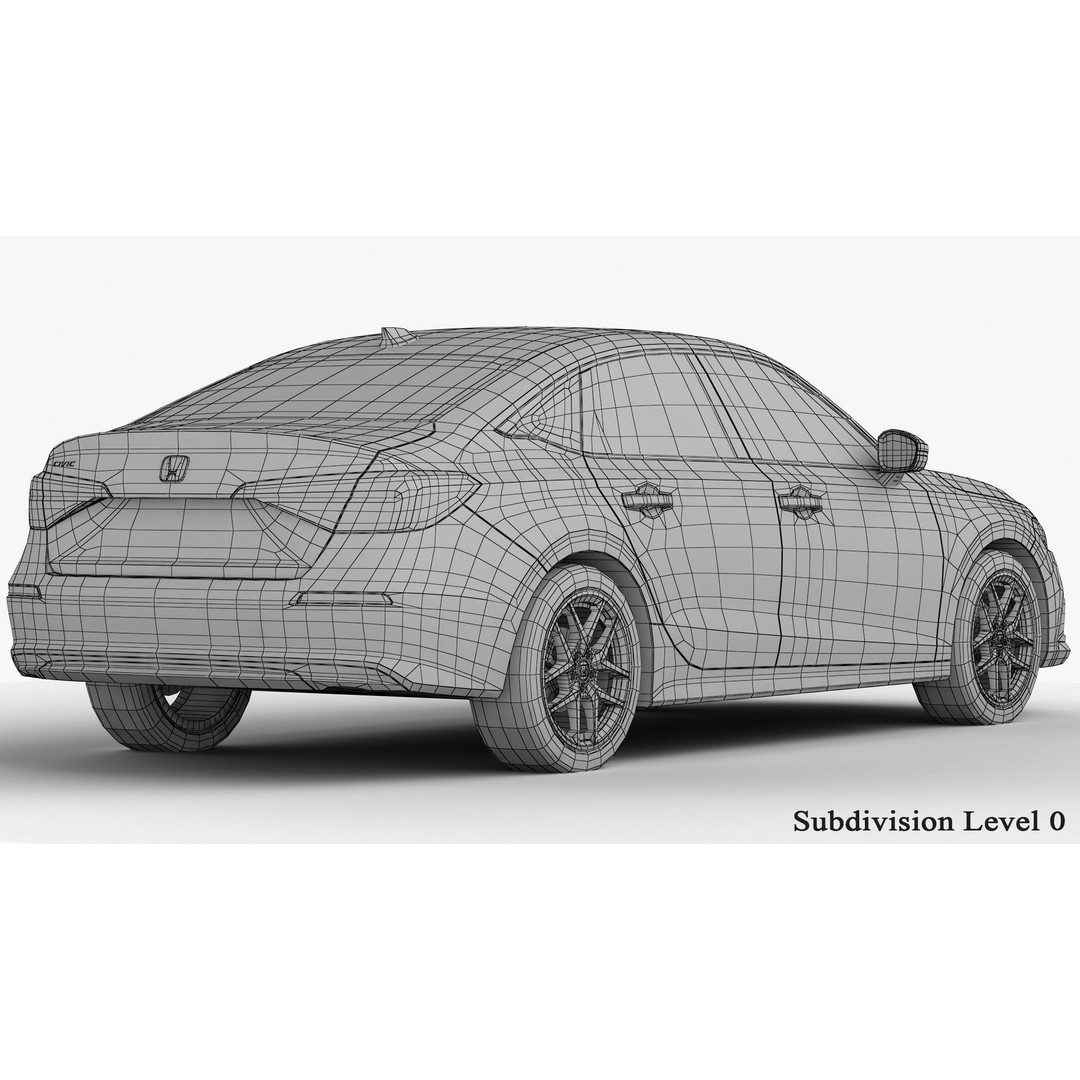 Honda Civic Sedan 2022 3D Model – High Poly Game Asset, FBX, OBJ - View 22