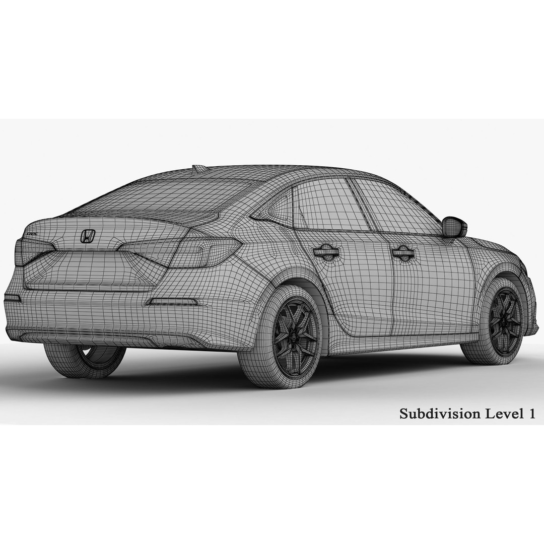 Honda Civic Sedan 2022 3D Model – High Poly Game Asset, FBX, OBJ - View 23