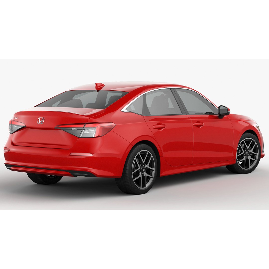Honda Civic Sedan 2022 3D Model – High Poly Game Asset, FBX, OBJ - View 5