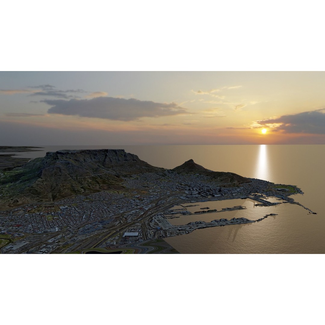 Cape Town Landscape 3D Model – Realistic Terrain, OBJ & Blender Formats - View 6