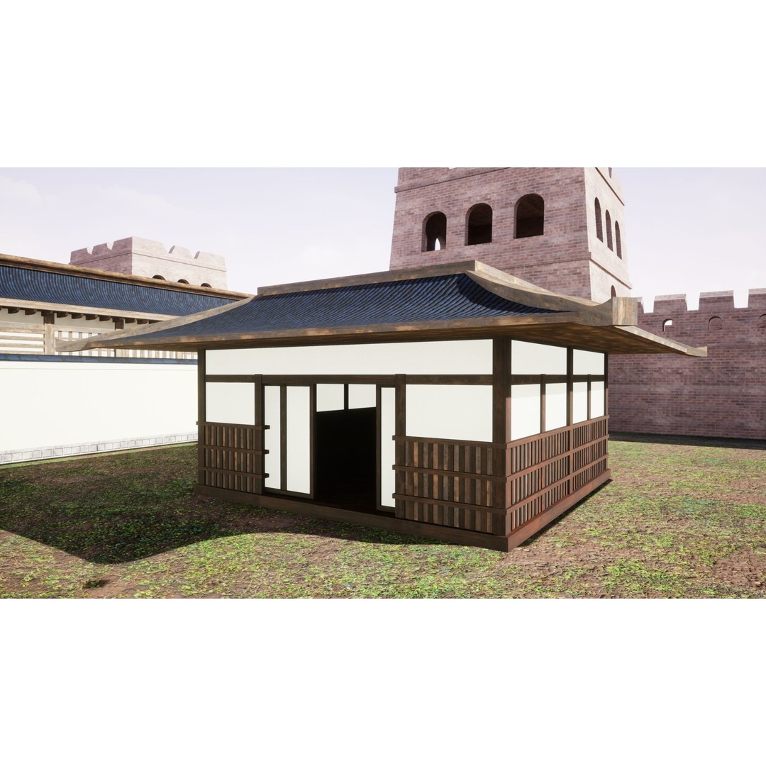 Feudal Asian House Pack 3D Model – Low Poly Historic Structures, FBX - View 10