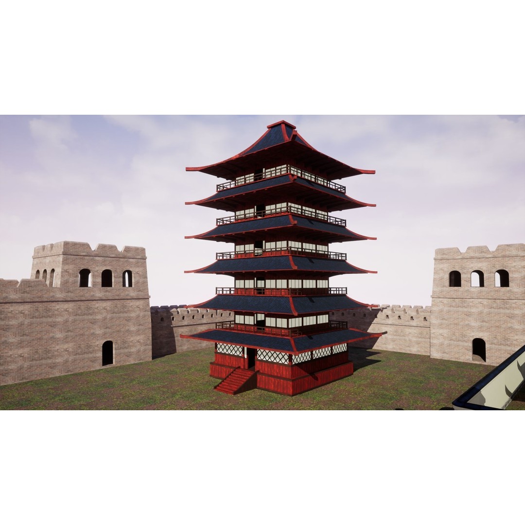 Feudal Asian House Pack 3D Model – Low Poly Historic Structures, FBX - View 11