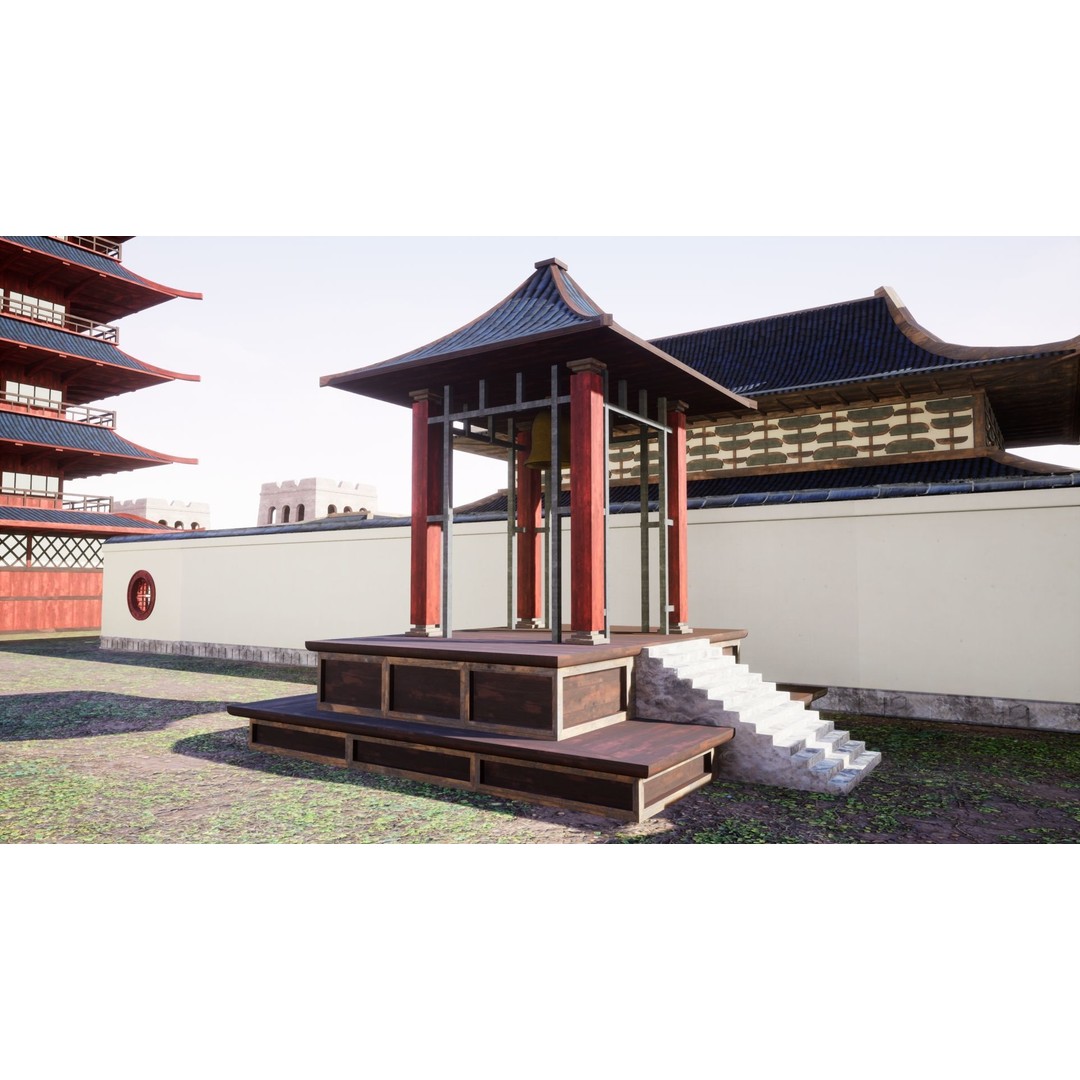 Feudal Asian House Pack 3D Model – Low Poly Historic Structures, FBX - View 12
