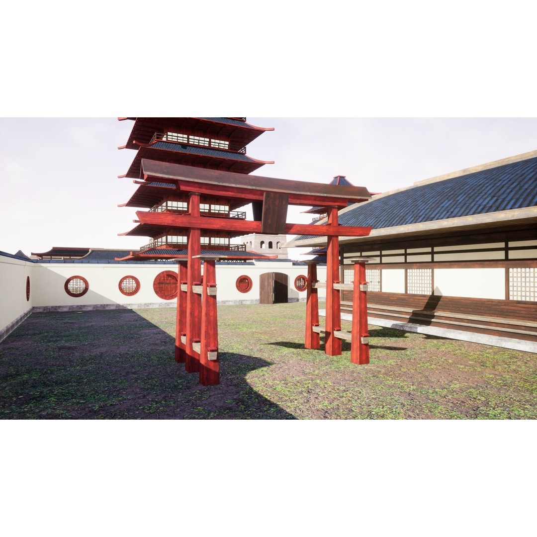 Feudal Asian House Pack 3D Model – Low Poly Historic Structures, FBX - View 13