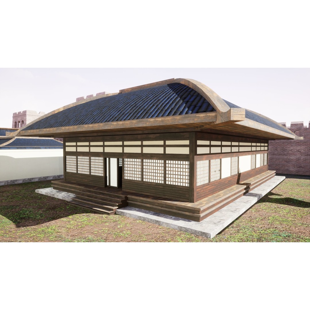 Feudal Asian House Pack 3D Model – Low Poly Historic Structures, FBX - View 5
