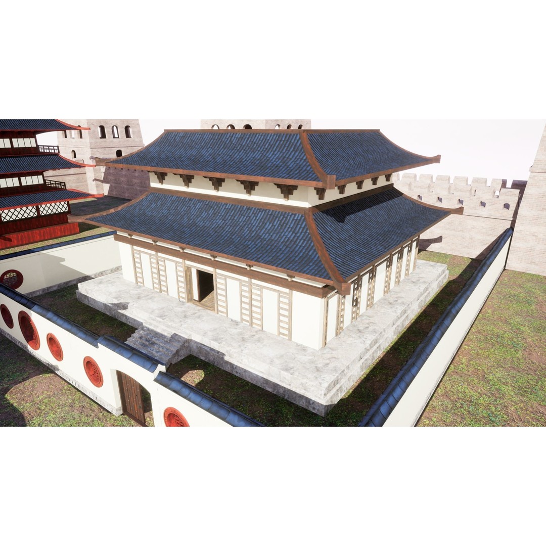 Feudal Asian House Pack 3D Model – Low Poly Historic Structures, FBX - View 9