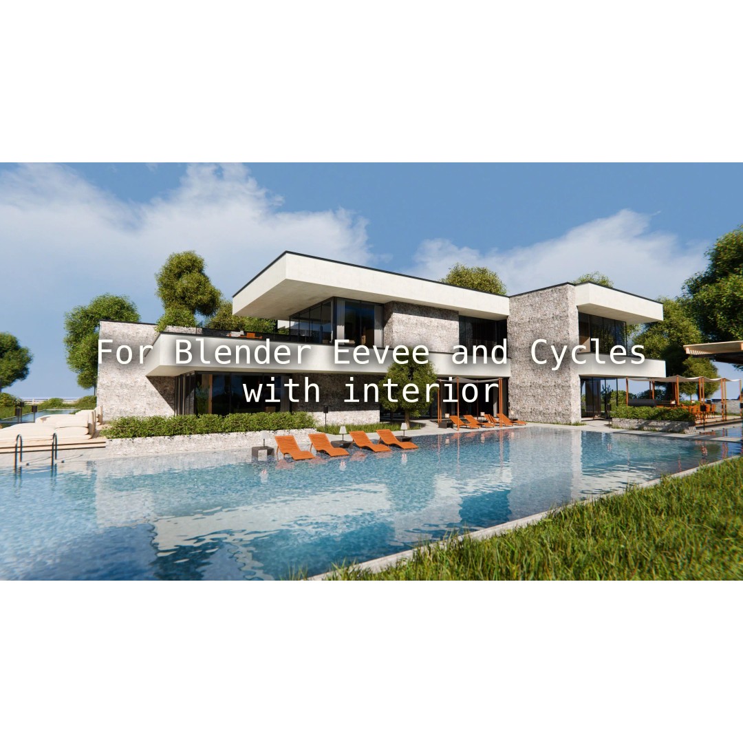 Modern Modular House 3D Model – Luxury Mansion for Blender - View 2