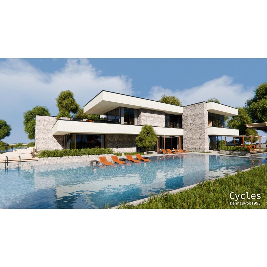 Modern Modular House 3D Model – Luxury Mansion for Blender - View 3